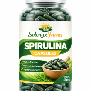 Solenyx Farms 100% Natural Spirulina Capsules Daily Nutrition, Energy & Immune Support